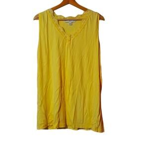 NWT Tommy Hilfiger 2X Yellow 100% Cotton Lace Trim Tank Top [0093]